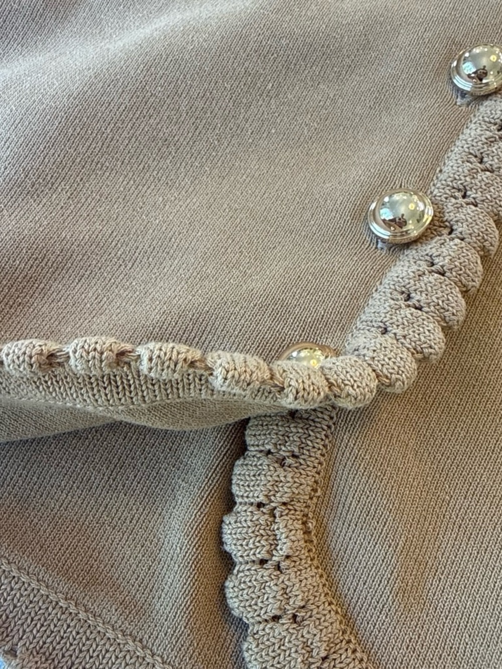 Nanette Lepore Camel Short-Sleeve Cardigan with Gold Buttons - Picture 3 of 5